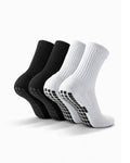 4x Pairs of Plain Black & White Grip Socks